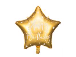 "Boldog születésnapot" fólia léggömb - arany csillag