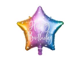 "Boldog születésnapot" fólia léggömb - színes csillag