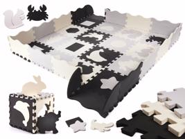 Puzzle habszivacs játszószőnyeg (fekete/szürke/fehér)